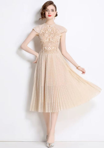 Cocktailkleid für Hochzeit Plissiert Lang Damen