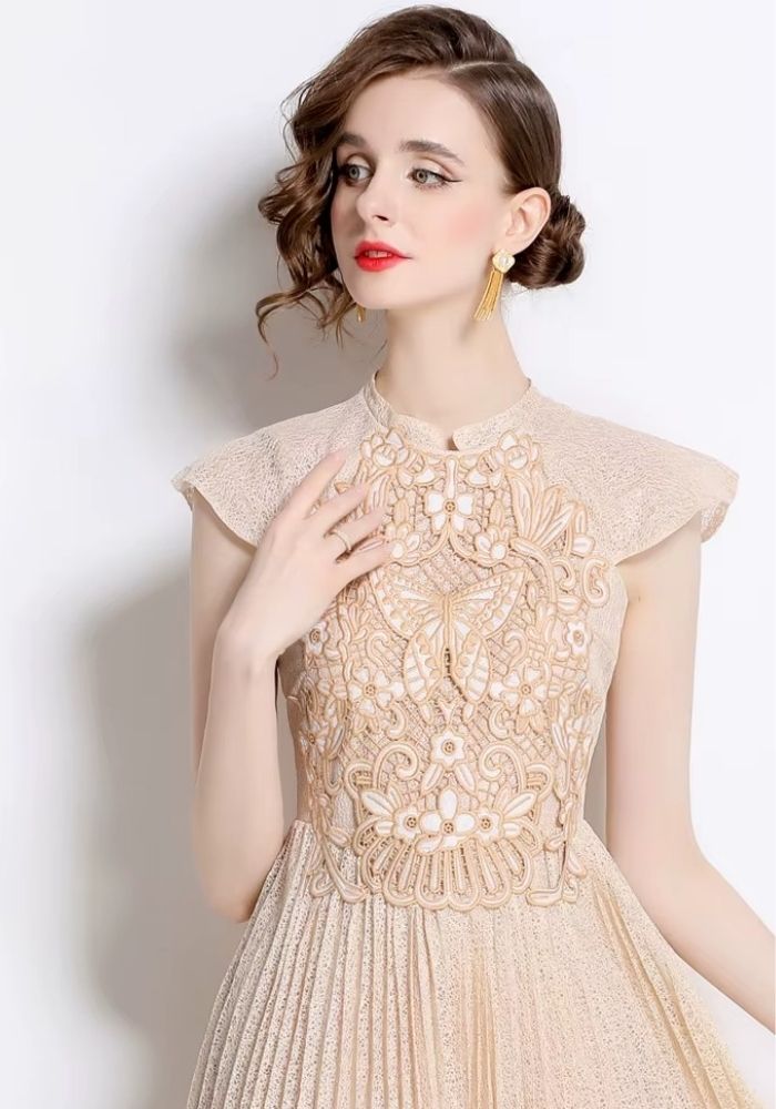 Cocktailkleid für Hochzeit Plissiert Lang Damen