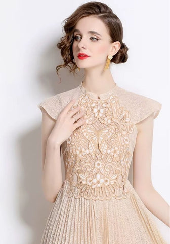 Cocktailkleid für Hochzeit Plissiert Lang Damen