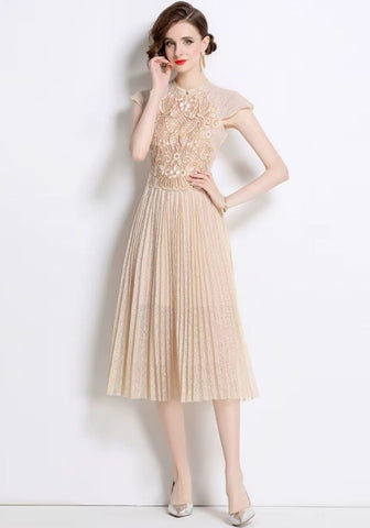 Cocktailkleid für Hochzeit Plissiert Lang Damen