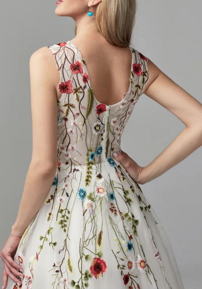 Cocktailkleid Hochzeit Brautjungfer Floral V-Hals 2025