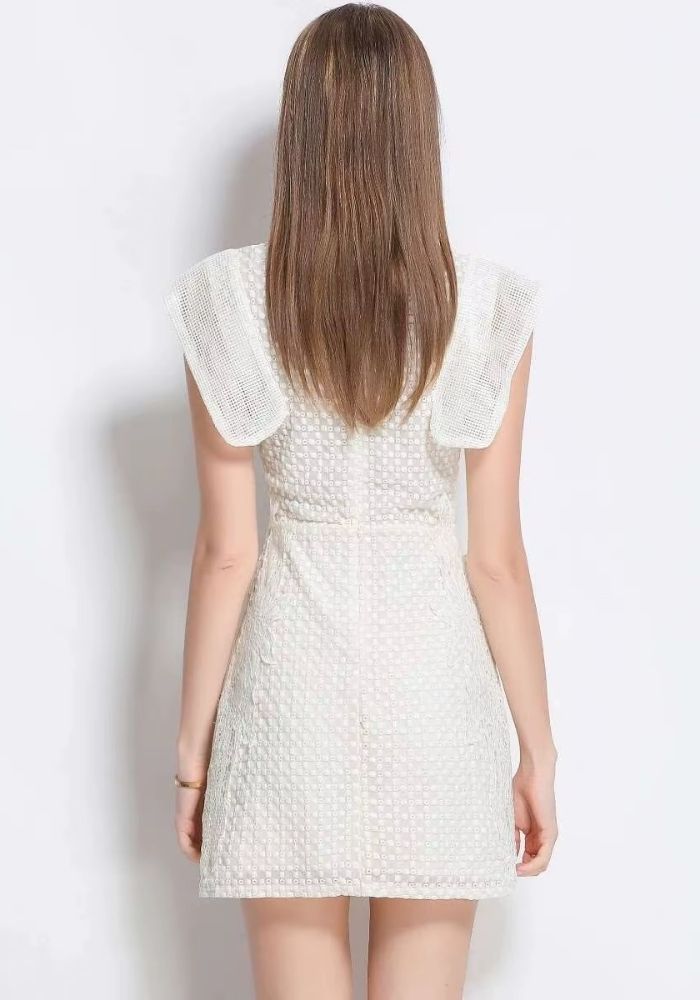 Cocktailkleid Hochzeit Weiß Luxus Stickerei Spitze